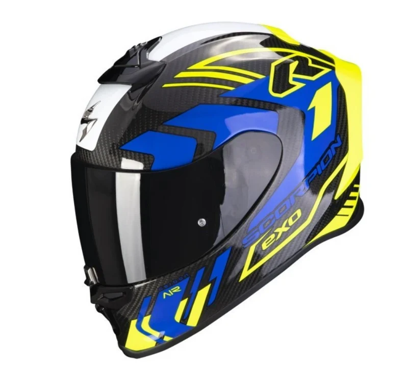 SCORPION - EXO R1 EVO CARBON AIR SUPRA Negro-Neon amarillo-Azul