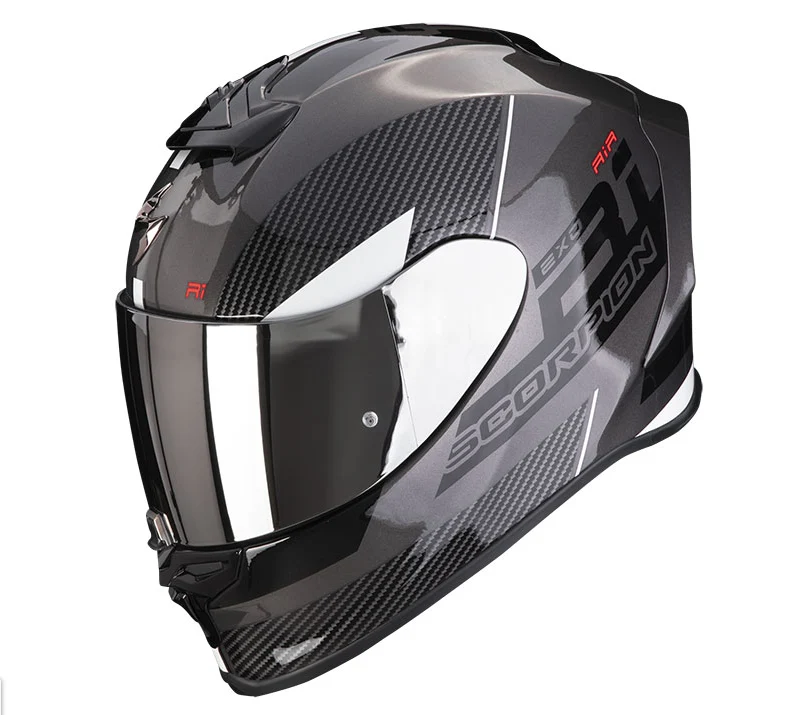 Scorpion EXO R1 EVO Air Final De Casco Plata Oscuro Negro Blanco