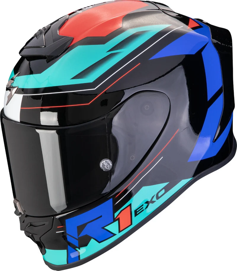 SCORPION - EXO R1 EVO AIR BLAZE Negro-Azul-Rojo