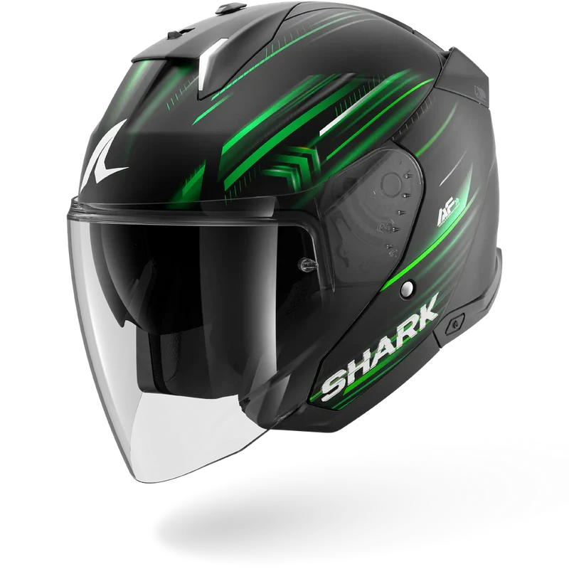 SHARK SKWAL i3 JET Light-Blur Casco Negro Mate Verde Blanco