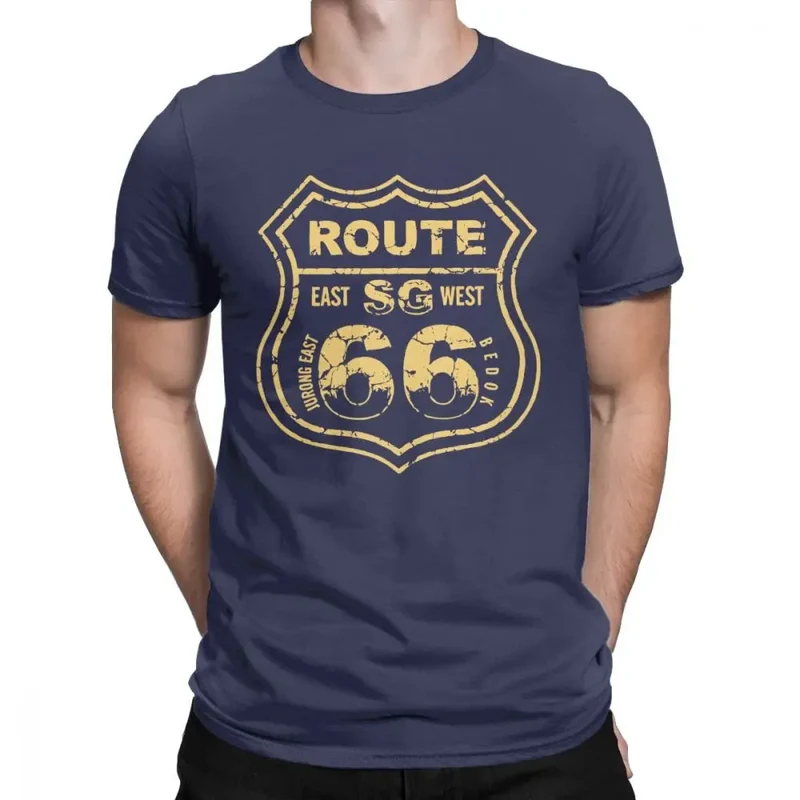 T-shirt moto - Route 66 SG bleu