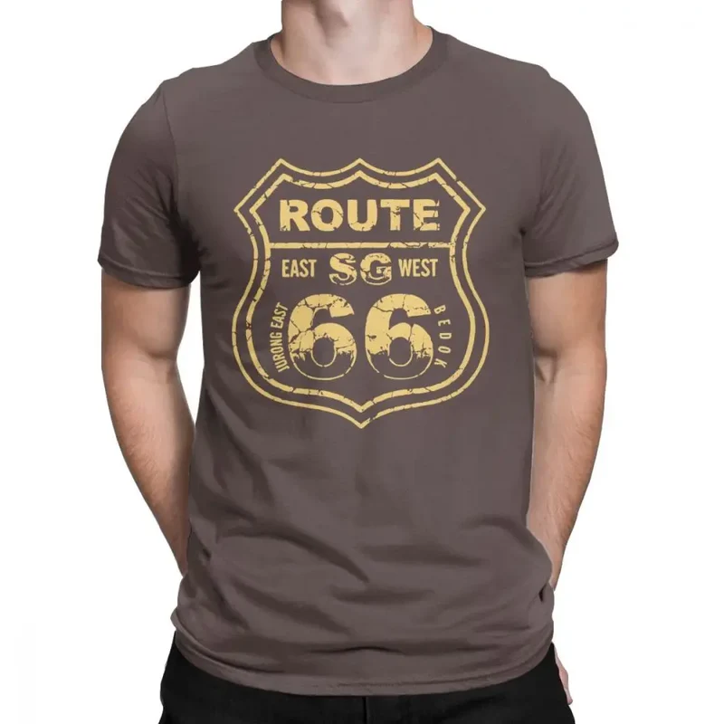 T-shirt moto - Route 66 SG marron