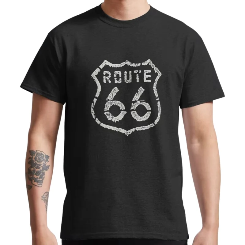 T-shirt moto - Route 66 noir et gris