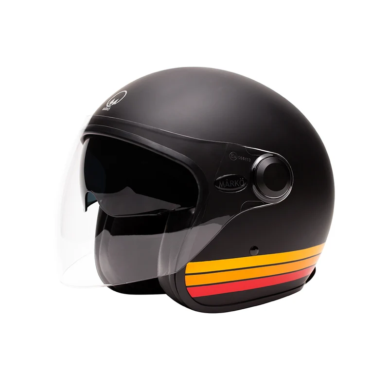 Casque jet moto - Boreal noir bandes orange