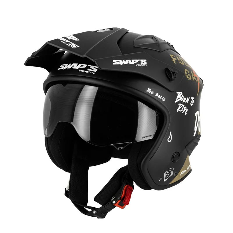 Casque jet moto - Trooper Full Gaz Noir et Or