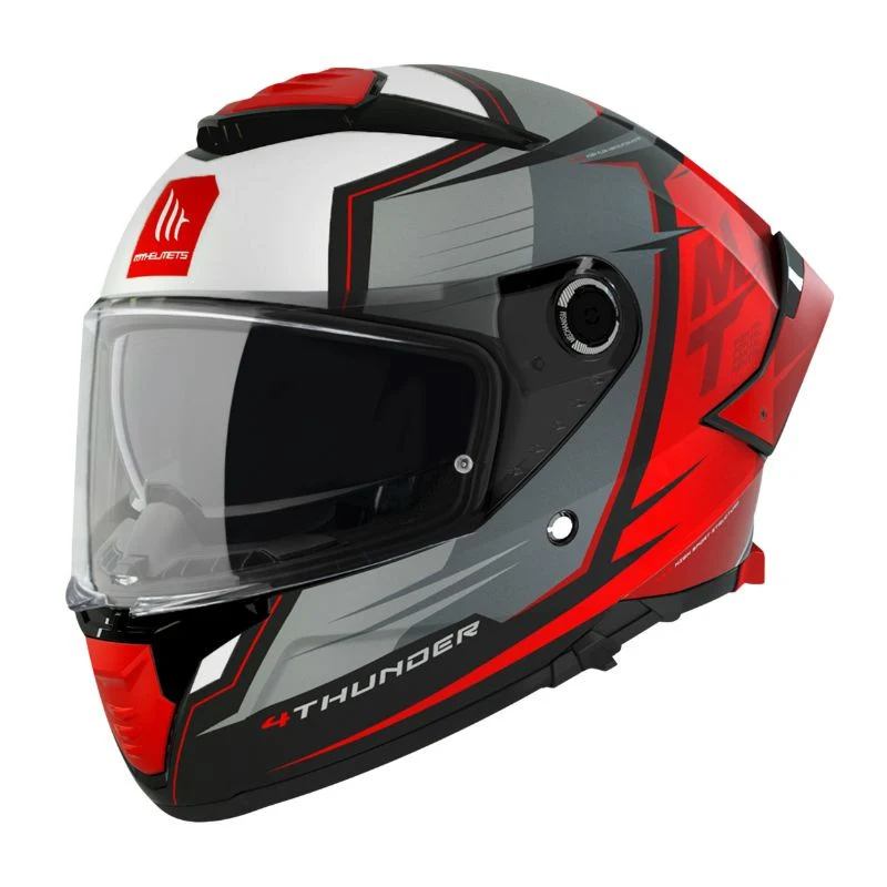 Casque intégral moto - Thunder gris rouge mat