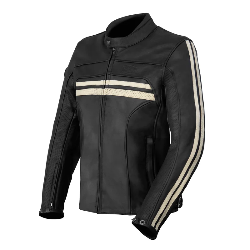 Blouson de moto homme A - Enfield bandes beige