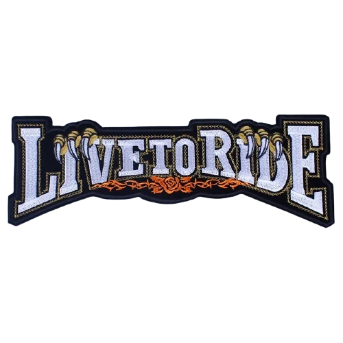Écusson biker - Live to ride blanc