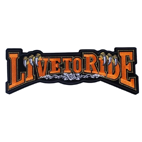 Écusson biker - Live to ride orange