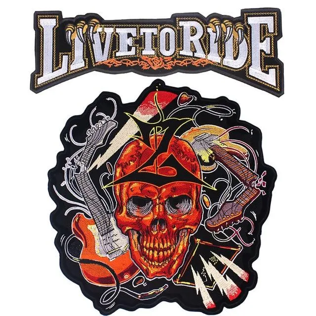 Écusson biker - Live to ride skull