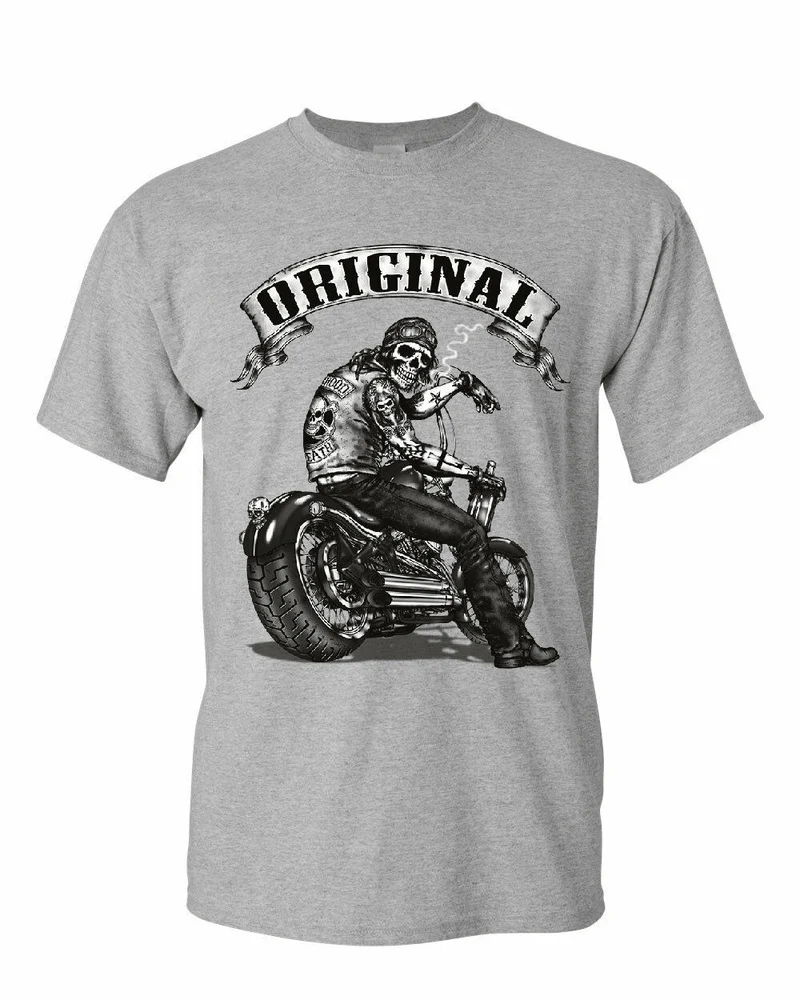 T-shirt biker - Original skull gris