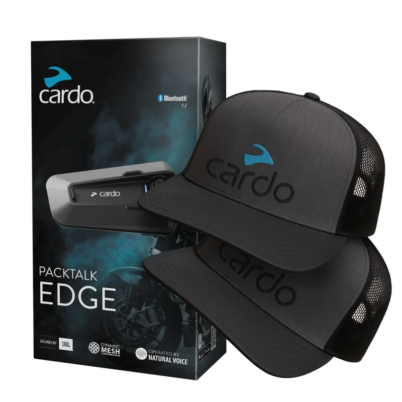 Packtalk Edge + 2 Cardo Caps Bundle