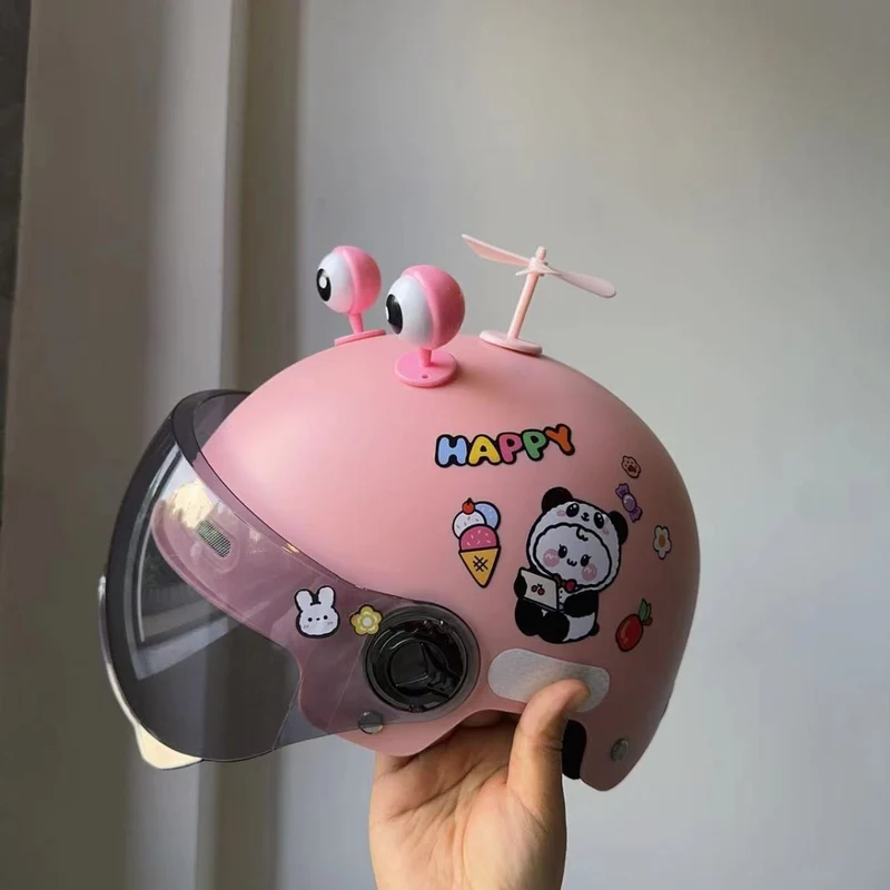 Casque moto vintage Enfant style Hélicoptère rose | 3 à 9 ans