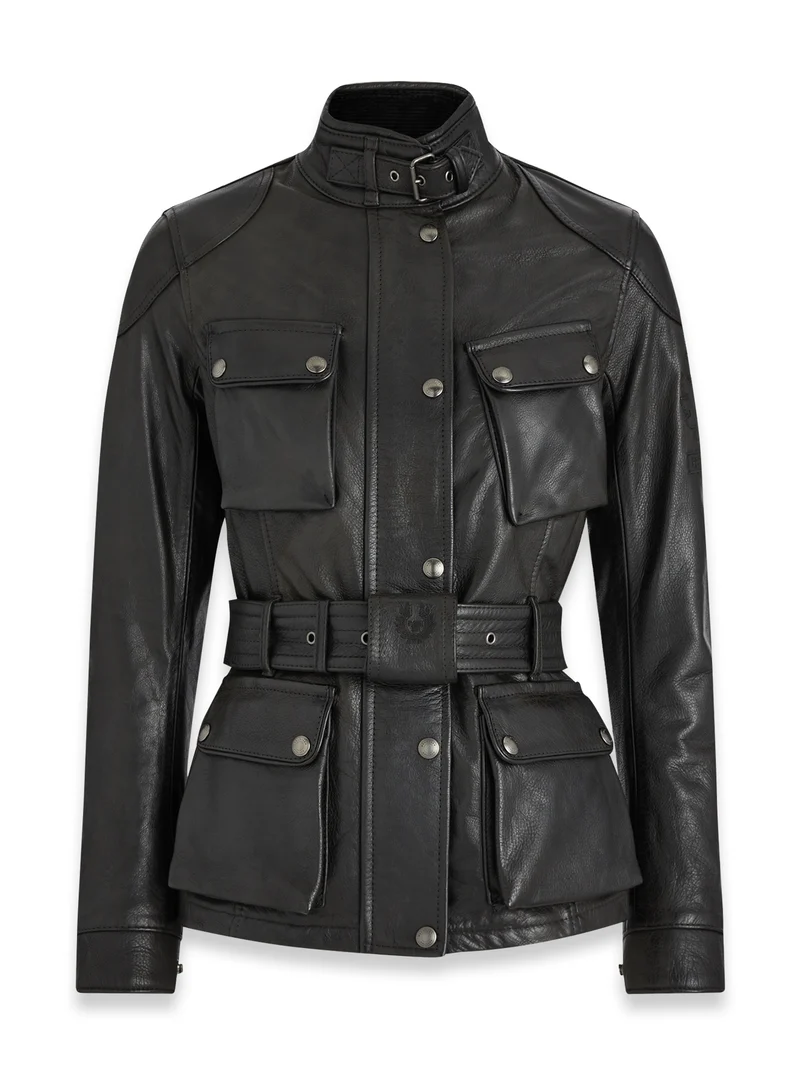 Belstaff Trialmaster Pro Veste en cuir pour femme Noir antique