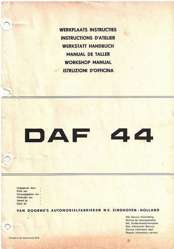 manuel d'atelier Daf 44