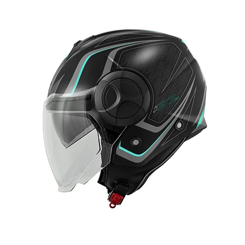 Kappa KV37R EVO con gráficos transparentes Casco Jet motocicleta negro mate