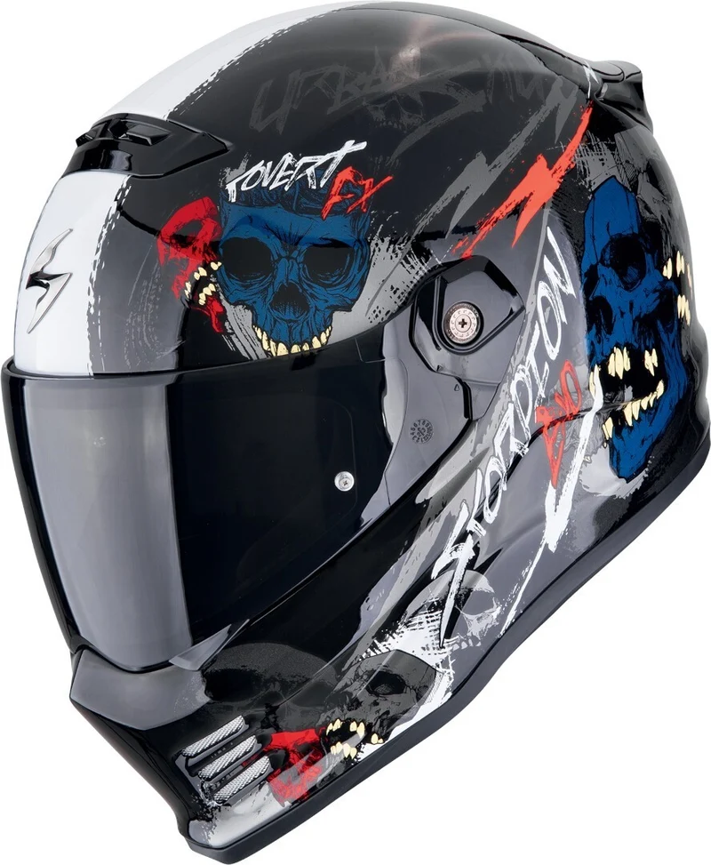 SCORPION CASCOS INTEGRALES COVERT FX SKULLZ NEGRO GRIS ROJO