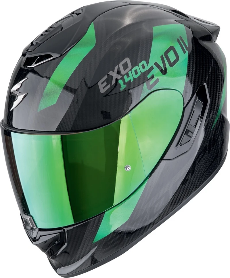 SCORPION CASCOS INTEGRALES EXO-1400 EVO II CARBON AIR PLATTED NEGRO VERDE