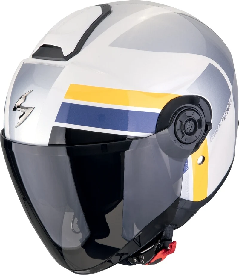 SCORPION EXO-CITY II BLUR Moto Urbano Jet Casco Blanco Plata Amarillo