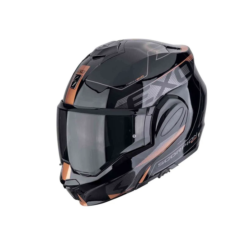 SCORPION EXO Tech Evo Traveler Casco Modulare Negro Cobre