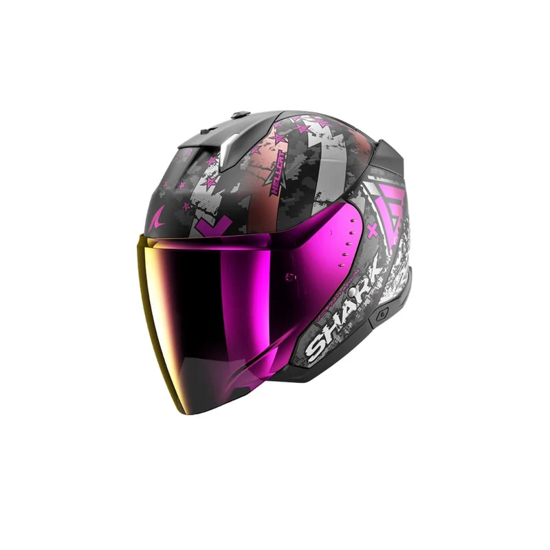 Shark SKWAL i3 Hellcat Casco abierto negro mate cromado morado