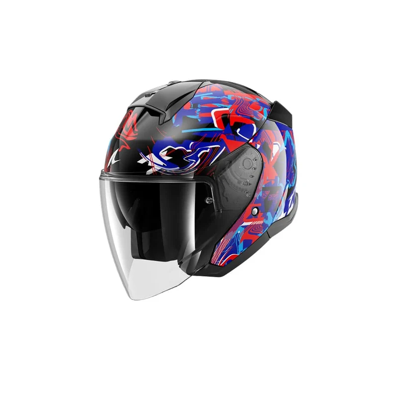 SHARK SKWAL JET PRANZ URBANO TURISMO CASCO NEGRO AZUL ROJO