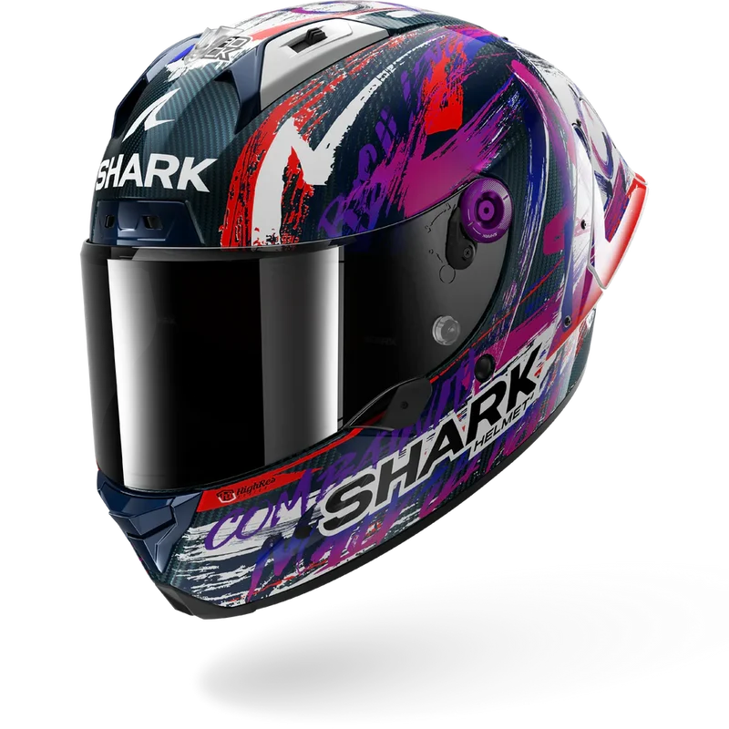SHARK AERON-GP Fim Carbon Casco Integral De Moto Violeta Blanco