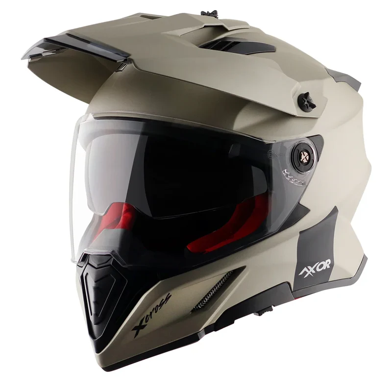 AXOR X-CROSS CASCO DOBLE VISERA DEPORTIVO DUAL MOTOCICLETA ARENA MATE