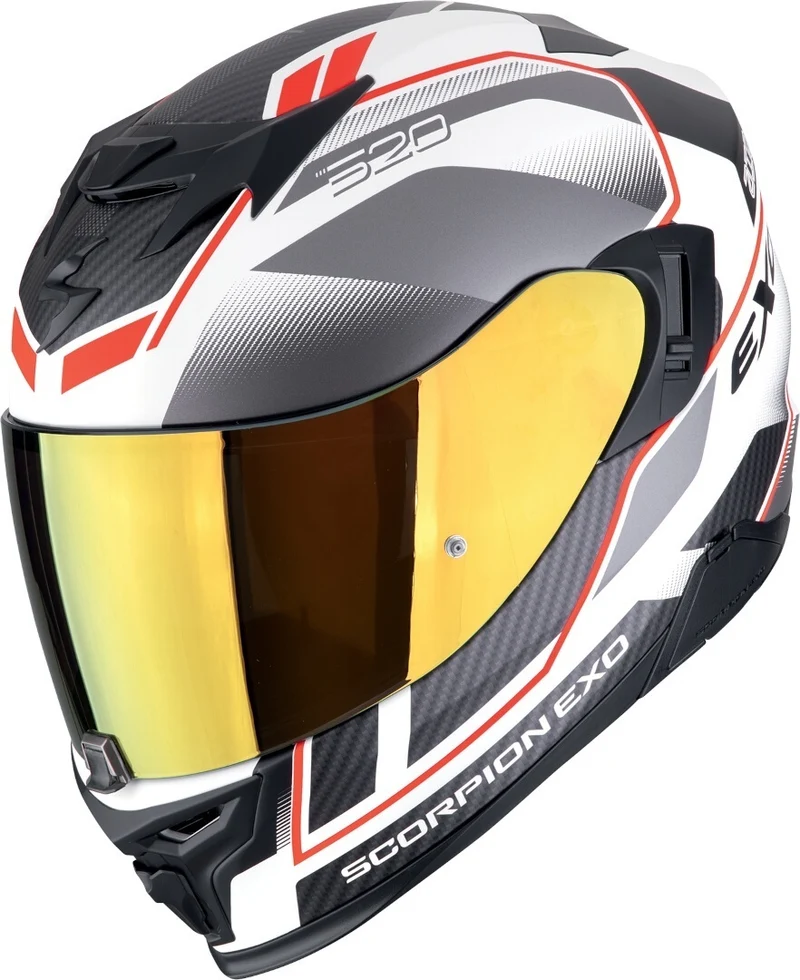 SCORPION EXO-520 EVO AIR LENA Integral Casco Blanco Mate-Plata-Rojo