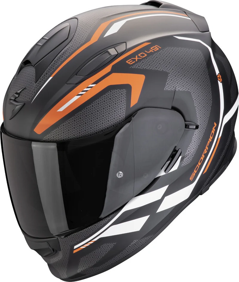 SCORPION CASCOS INTEGRALES EXO 491 KRIPTA NEGRO MATE NARANJA BLANCO