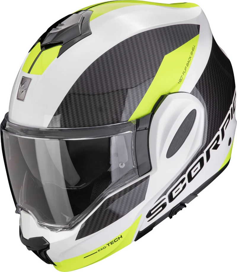 SCORPION Exo Tech Evo Team Casco Modular Ligero Blanco-Amazillo