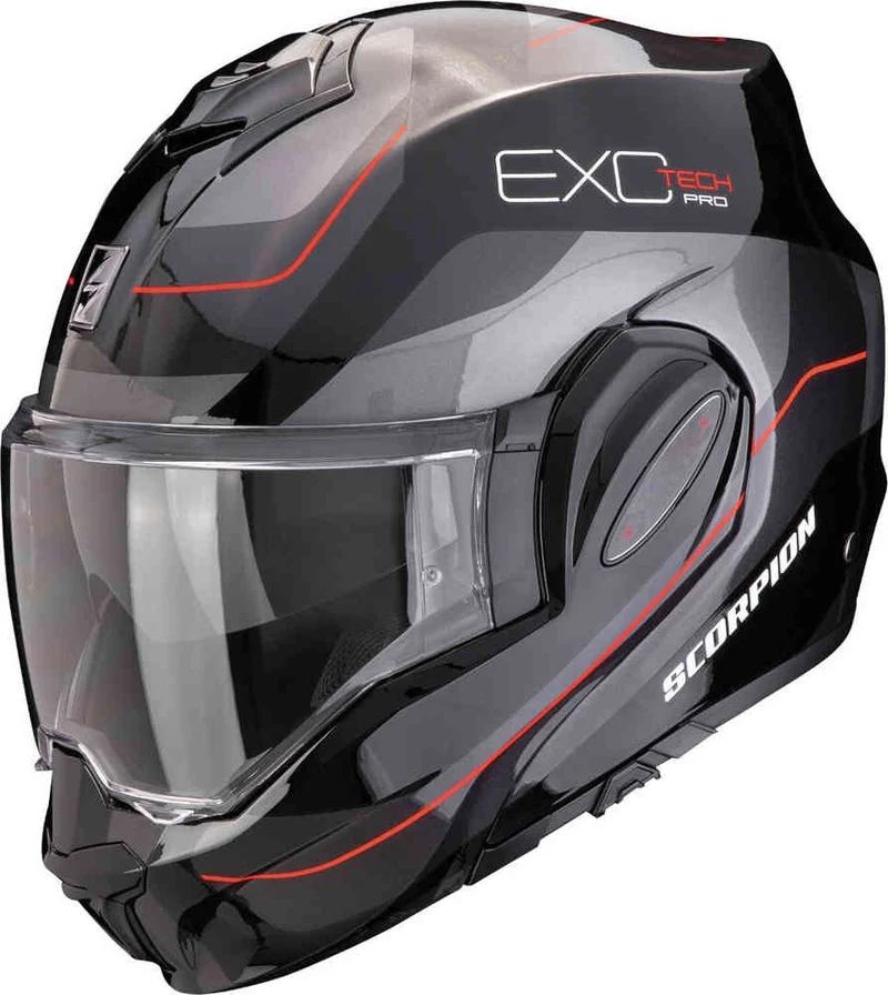 SCORPION Exo-Tech Evo Pro Commuta Casco modular Negro Plata Rojo
