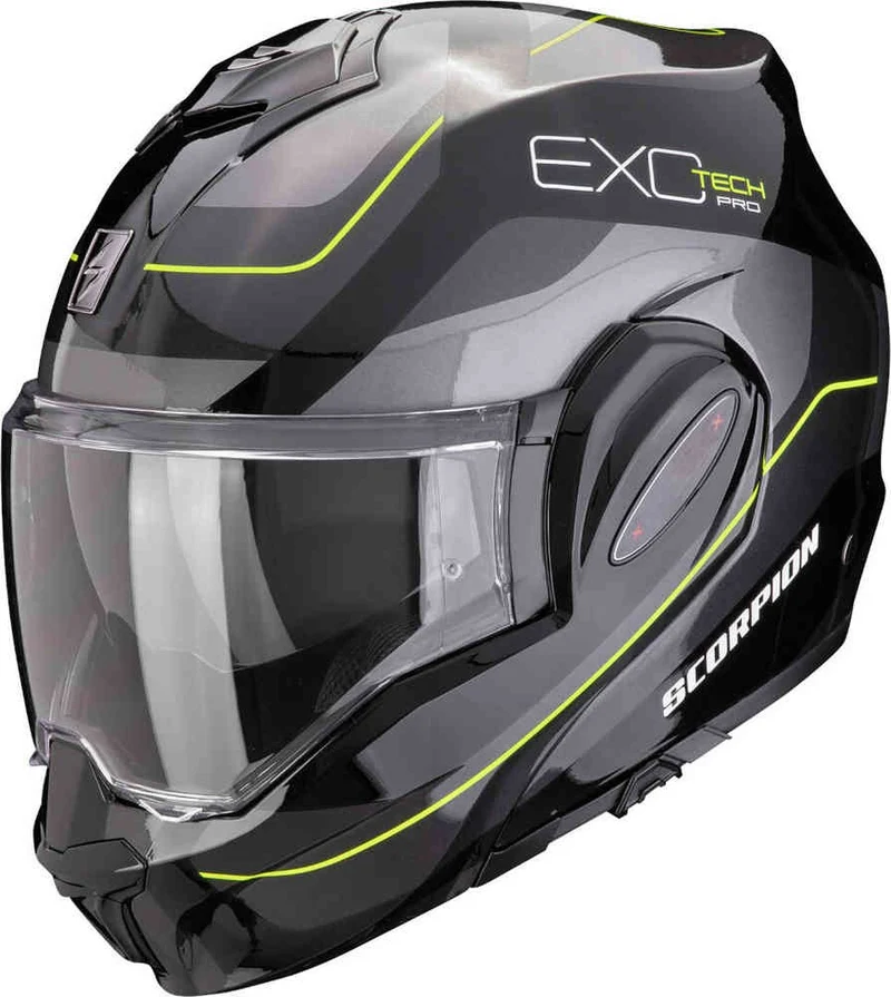 SCORPION Exo-Tech Evo Pro Commuta Casco modular Negro Plata Amarillo