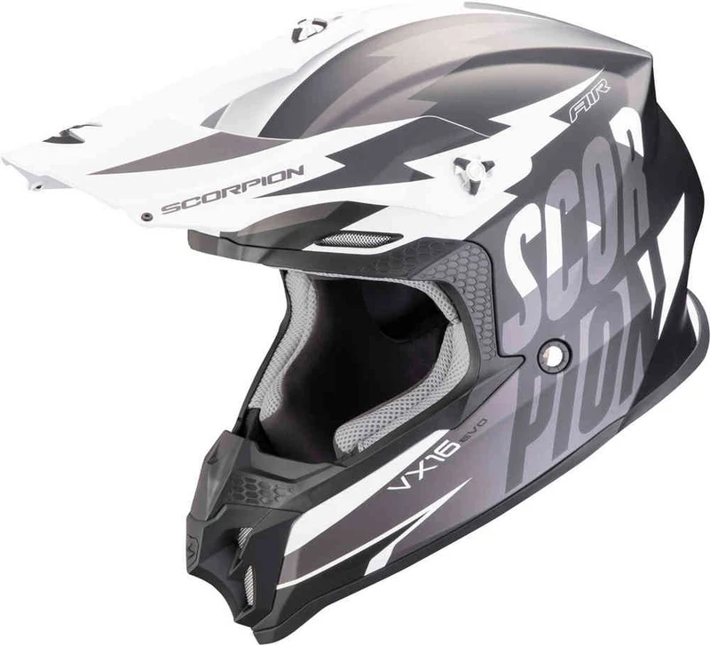 SCORPION VX 16 EVO AIR SLANTER Motocross Casco Negro Plata
