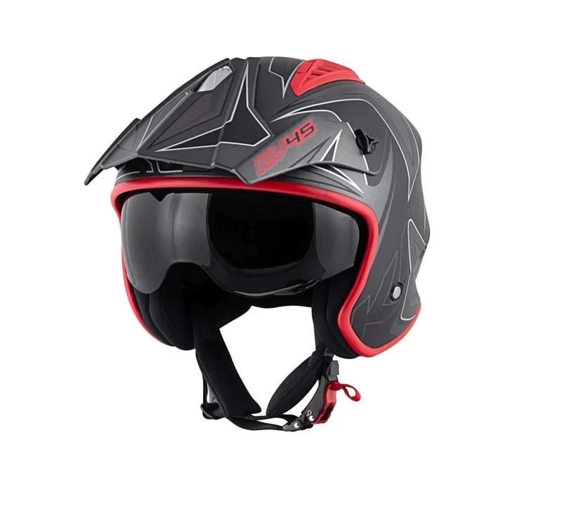 KAPPA KV45 Trial Gemini Jet Urban Turismo Casco Negro Mate Rojo