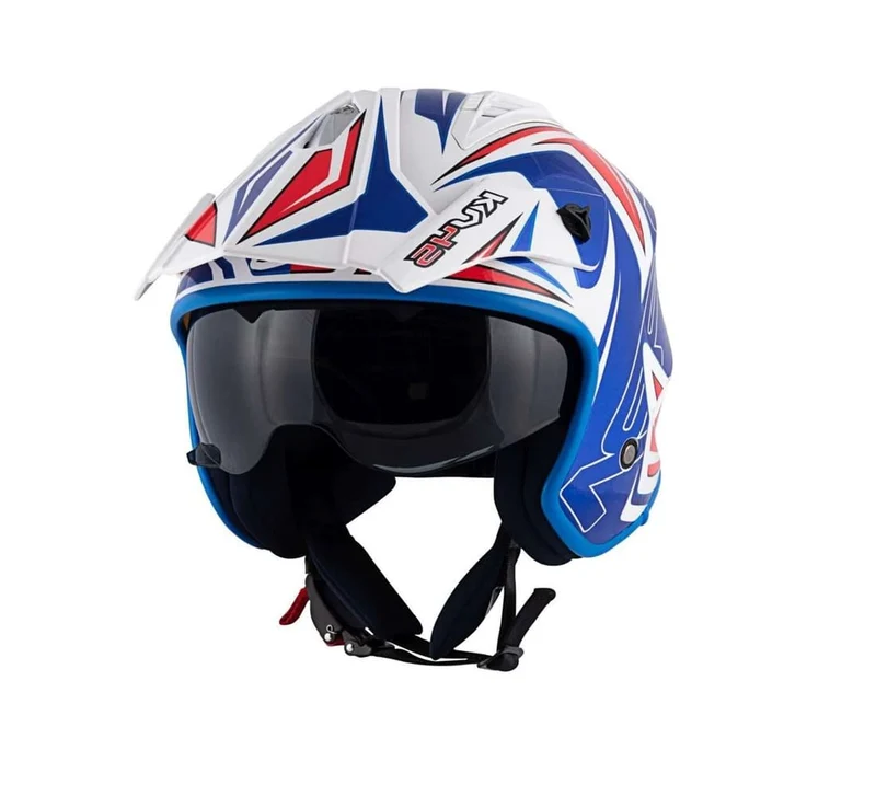 KAPPA KV45 Trial Moto Retro Estilo Casco Blanco Rojo Azul