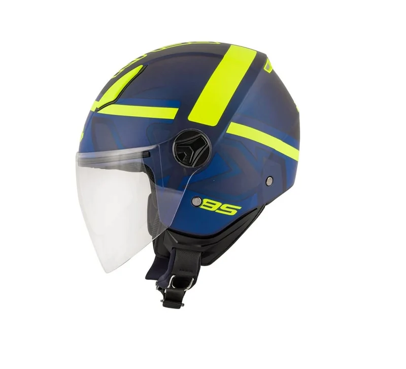 KAPPA KV40 Hawaii Scooter Cara Abierta Casco Azul Mate Amarillo