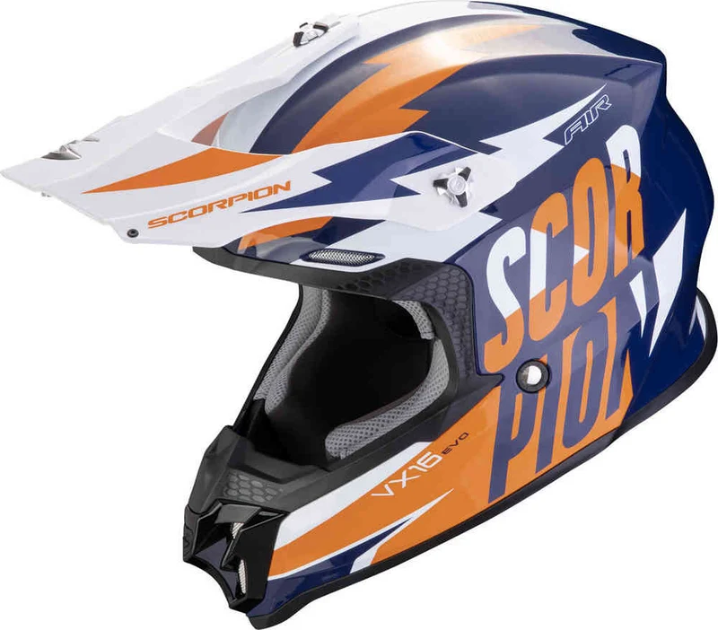 SCORPION VX 16 EVO AIR SLANTER Motocross Casco Azul Naranja