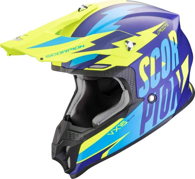 SCORPION VX 16 EVO AIR SLANTER Enduro Casco Azul Amarillo
