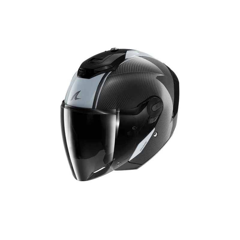 SHARK RS Jet Piel Carbono Plata Casco