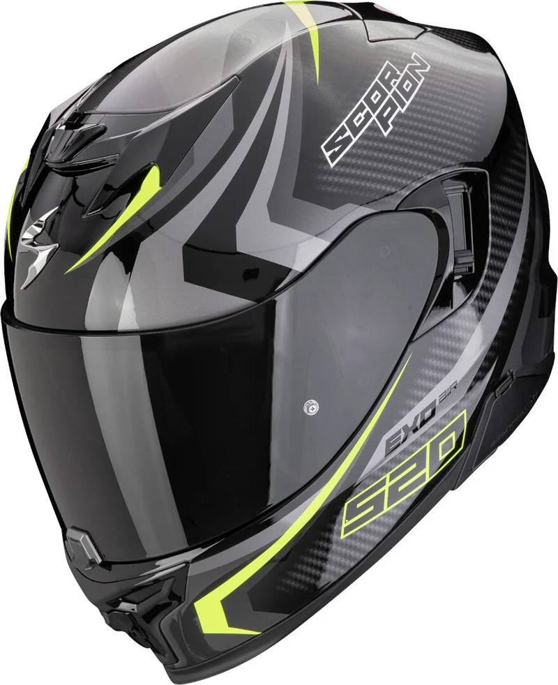 SCORPION CASCOS INTEGRALES EXO-520 EVO AIR TERRA NEGRO PLATA AMARILLO NEON