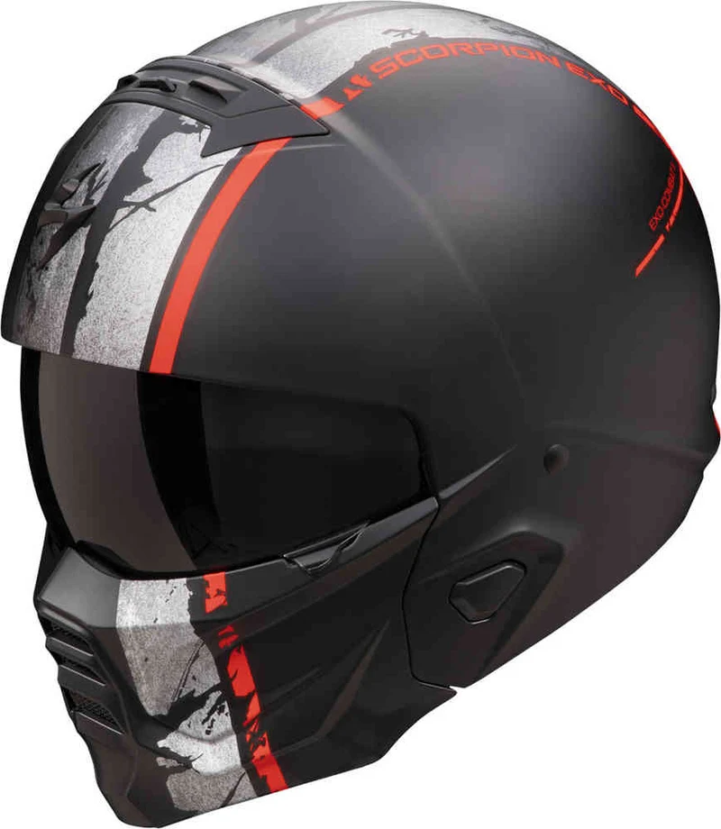 SCORPION EXO-Combat II Lord Casco Jet Abierto Negro Mate Rojo