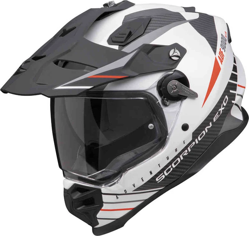 SCORPION ADF 9000 AIR FEAT Aventura Moto Casco Blancoate Negro Rojo