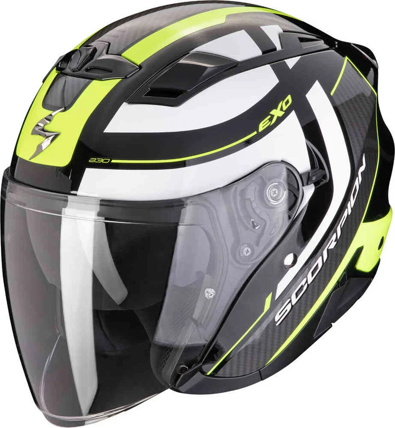 SCORPION EXO 230 PUL Abierto Casco Negro Amarillo neon
