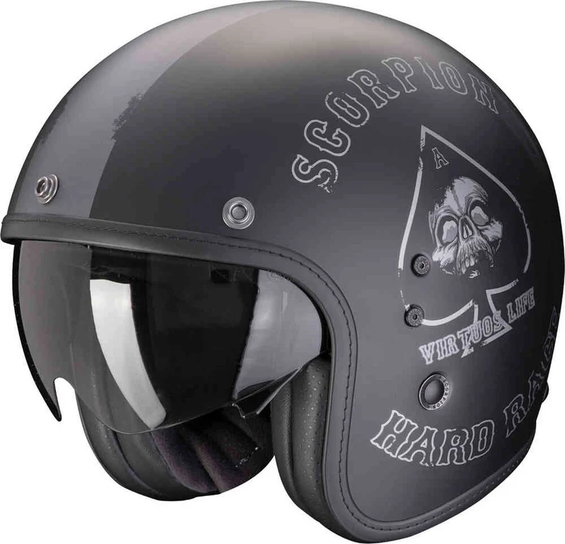 SCORPION - BELFAST EVO SPADE CASCO ABIERTO Negro mate-Plata