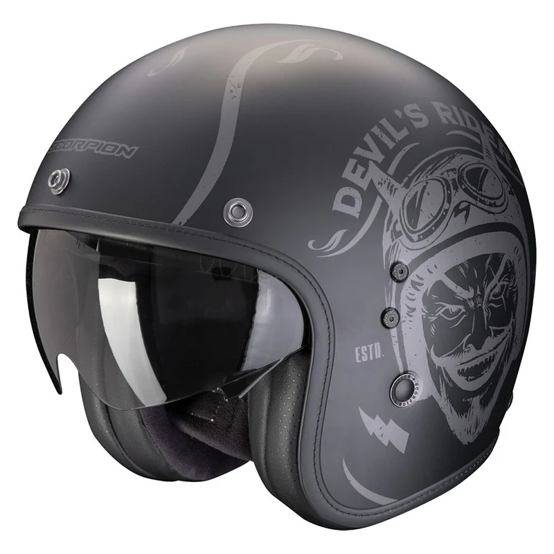 SCORPION - BELFAST EVO ROMEO ABIERTO CASCO Negro mate-Plata