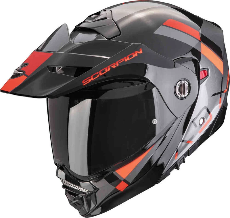 SCORPION ADX 2 GALANE Aventura Moto Casco Plata Negro Rojo