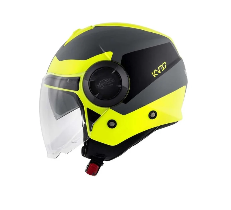 KAPPA KV37 EVO Motocicleta Jet Casco Titanio Mate Negro Amarillo