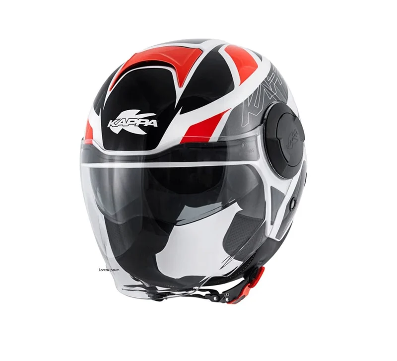 KAPPA KV37 EVO Moto Cara Abierta Casco Blanco Brillante Titanio Rojo