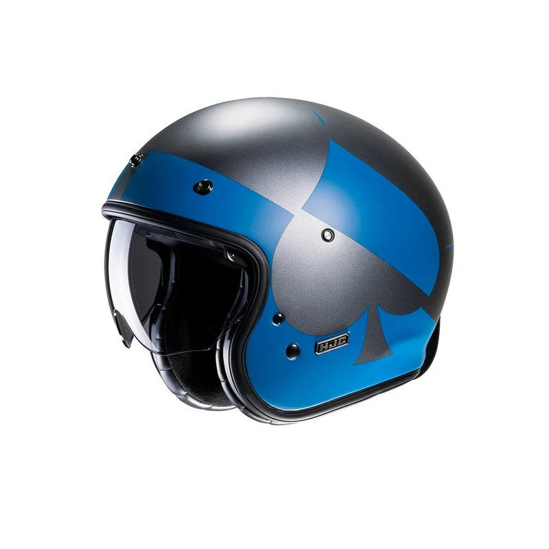 HJC V30 EQUINOX MC2SF Casco Jet Moto Opaco Urbano Gris Mate Azul